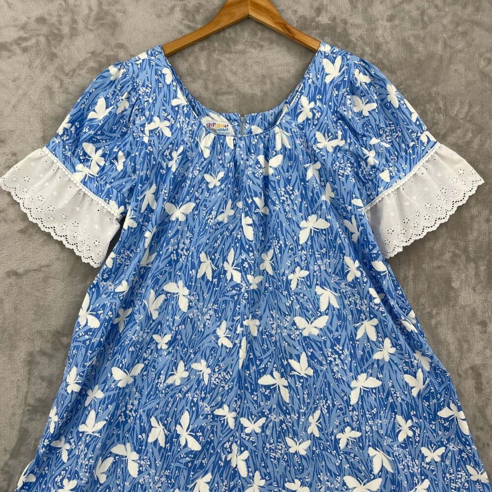 Hilda Hawaii Vintage 70s Butterfly Floral MuuMuu Midi Dress Aloha - Picture 3 of 16